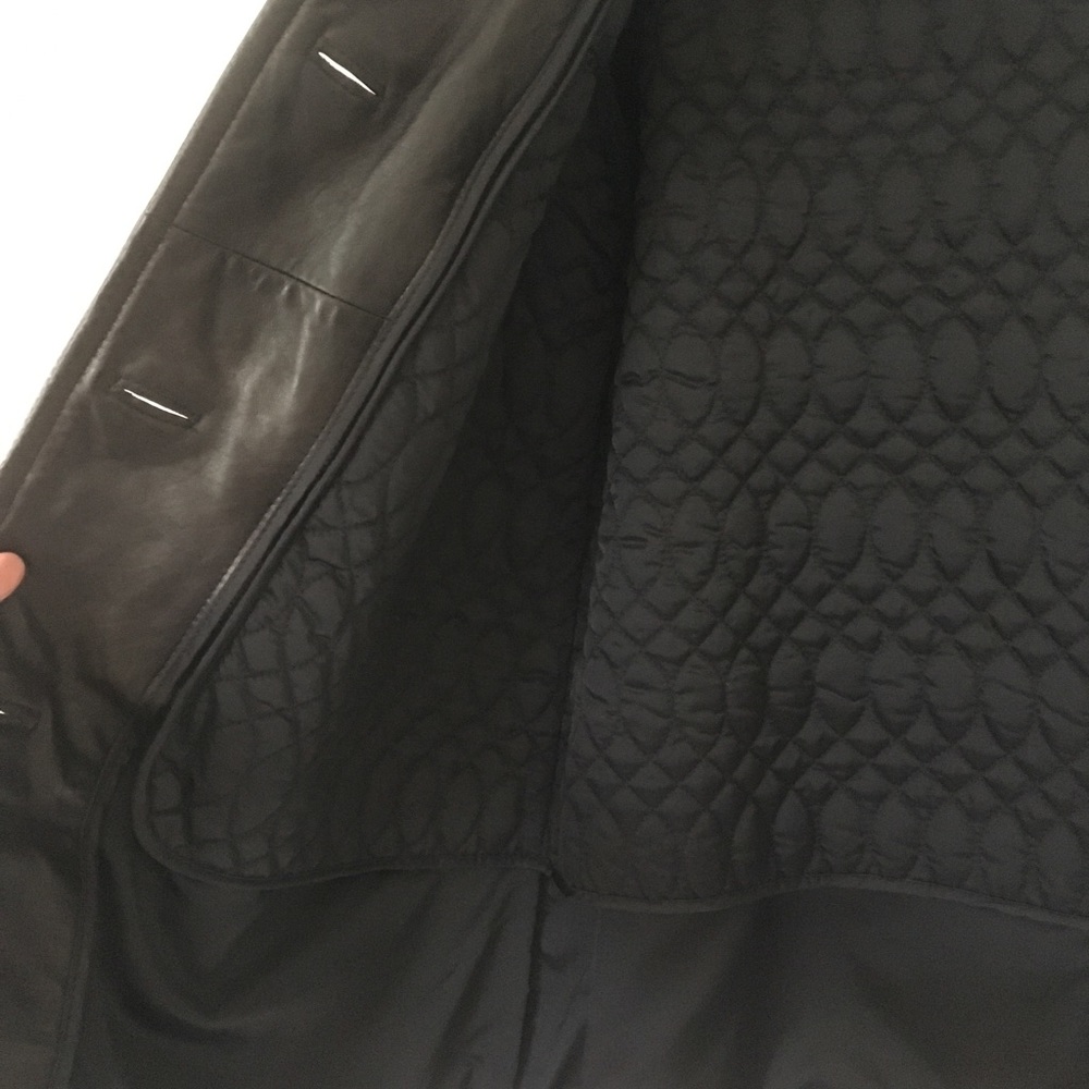 Women’s black leather coat with liner - Picture 3 of 7